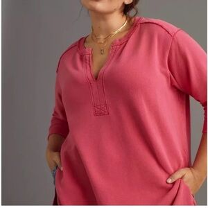 ANTHROPOLOGIE PILCRO Tunic Relaxed Fit Wash Split Hem French Terry Sz L